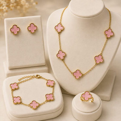 Pink Clover 4-Piece Jewelry Set