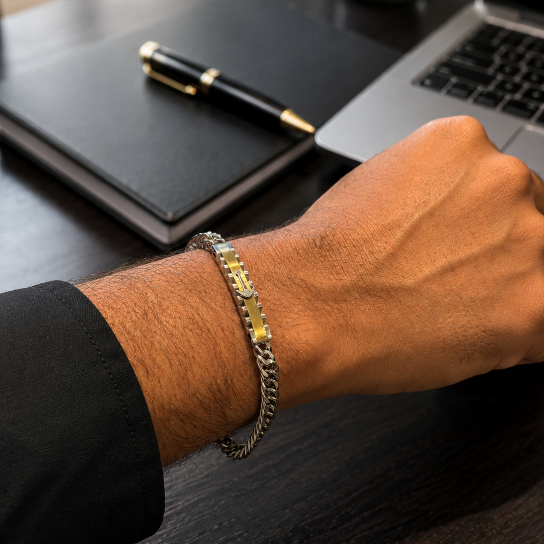 Silver & Gold Tune Men's Bracelet