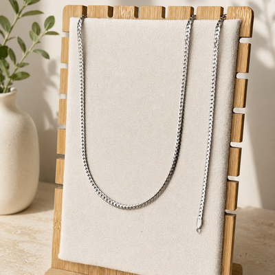 Silver Cuban Chain Necklace & Bracelet Set
