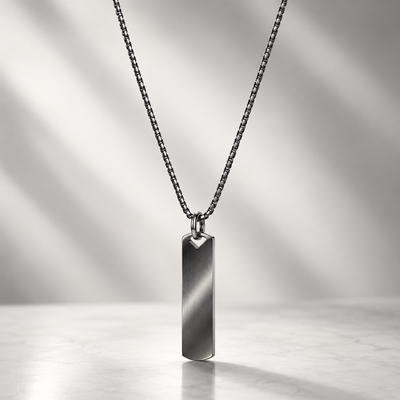 A polished rectangular pendant men necklace on a fine chain in doha qatar