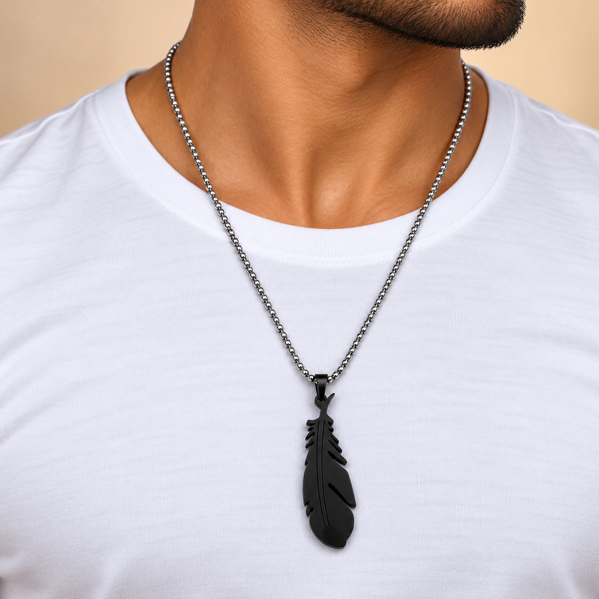 Men's Black & Silver Leafe's Pendant