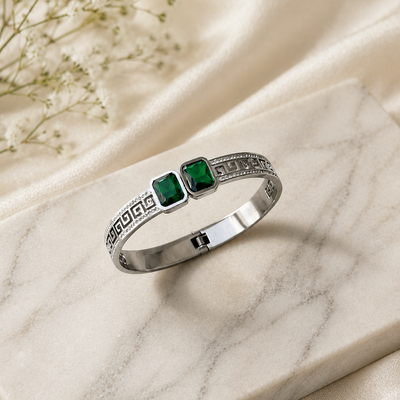 Emerald Royale Silver Bangle