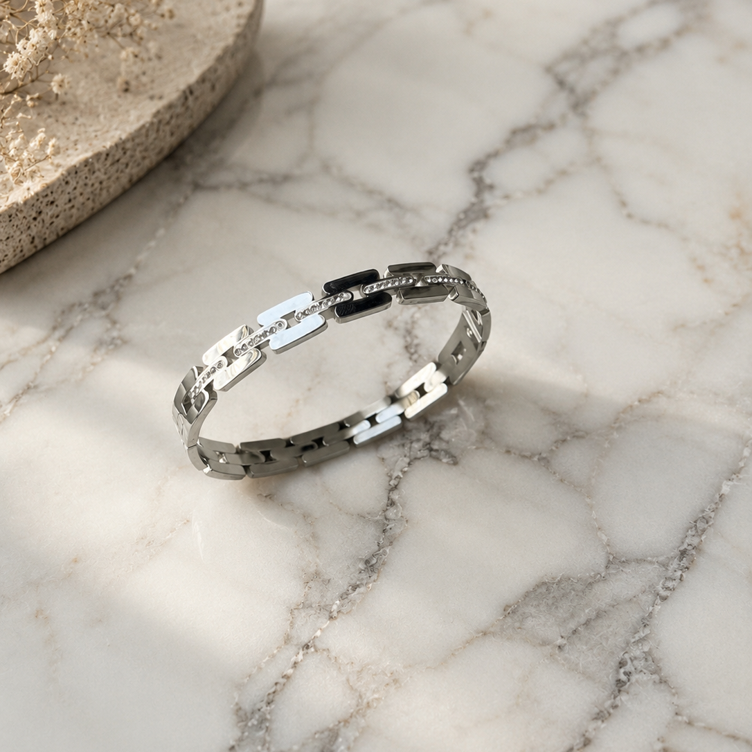 Silver Link Luxe Bangle