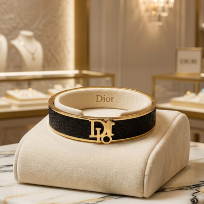 Dior Luxury Black & Gold Bangle