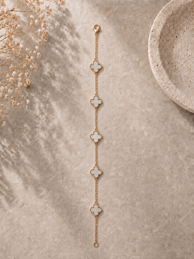 White Pearl Clover Bracelet