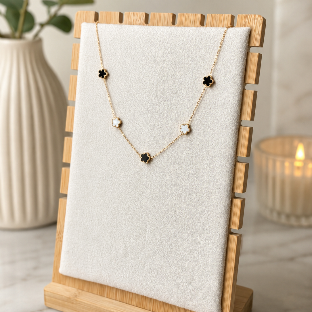 White & Black Blossom Pendant