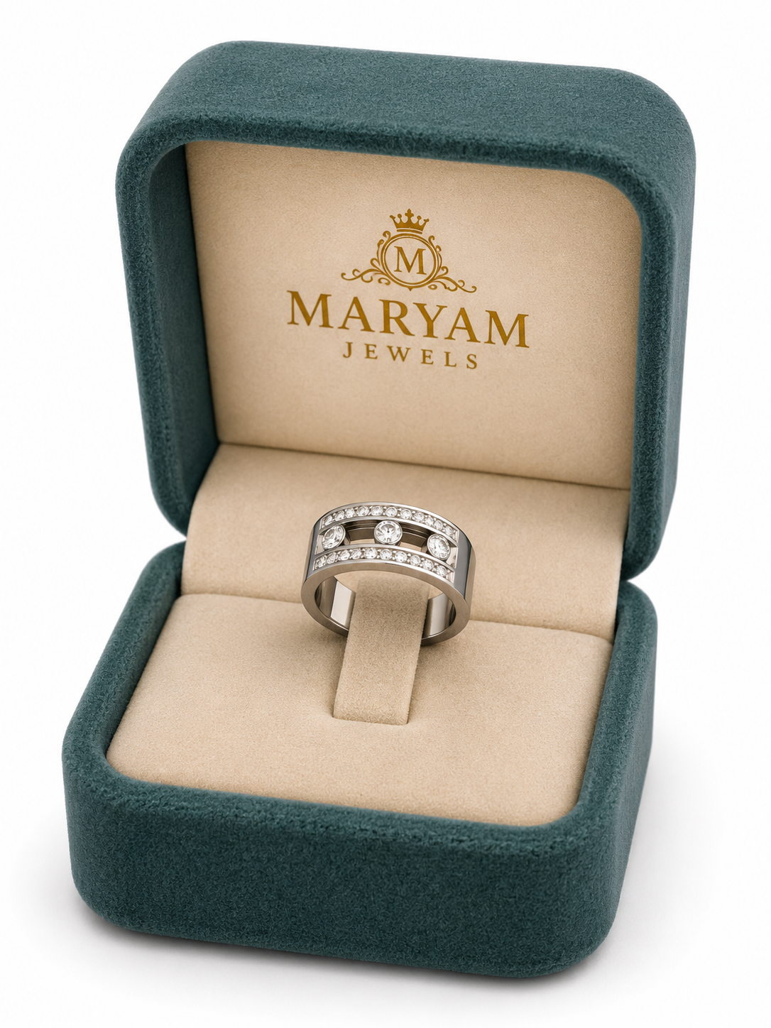 Luxury Silver Crystal Ring