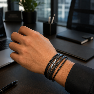 Black 4 Layer Bracelet For Men