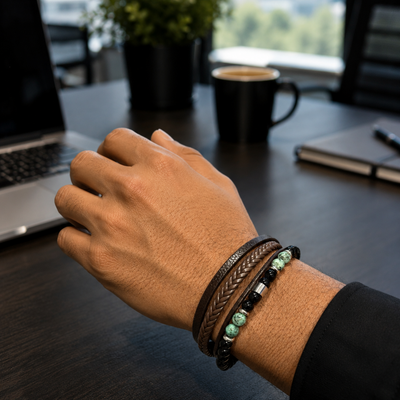Black 3 Layer Bracelet For Men