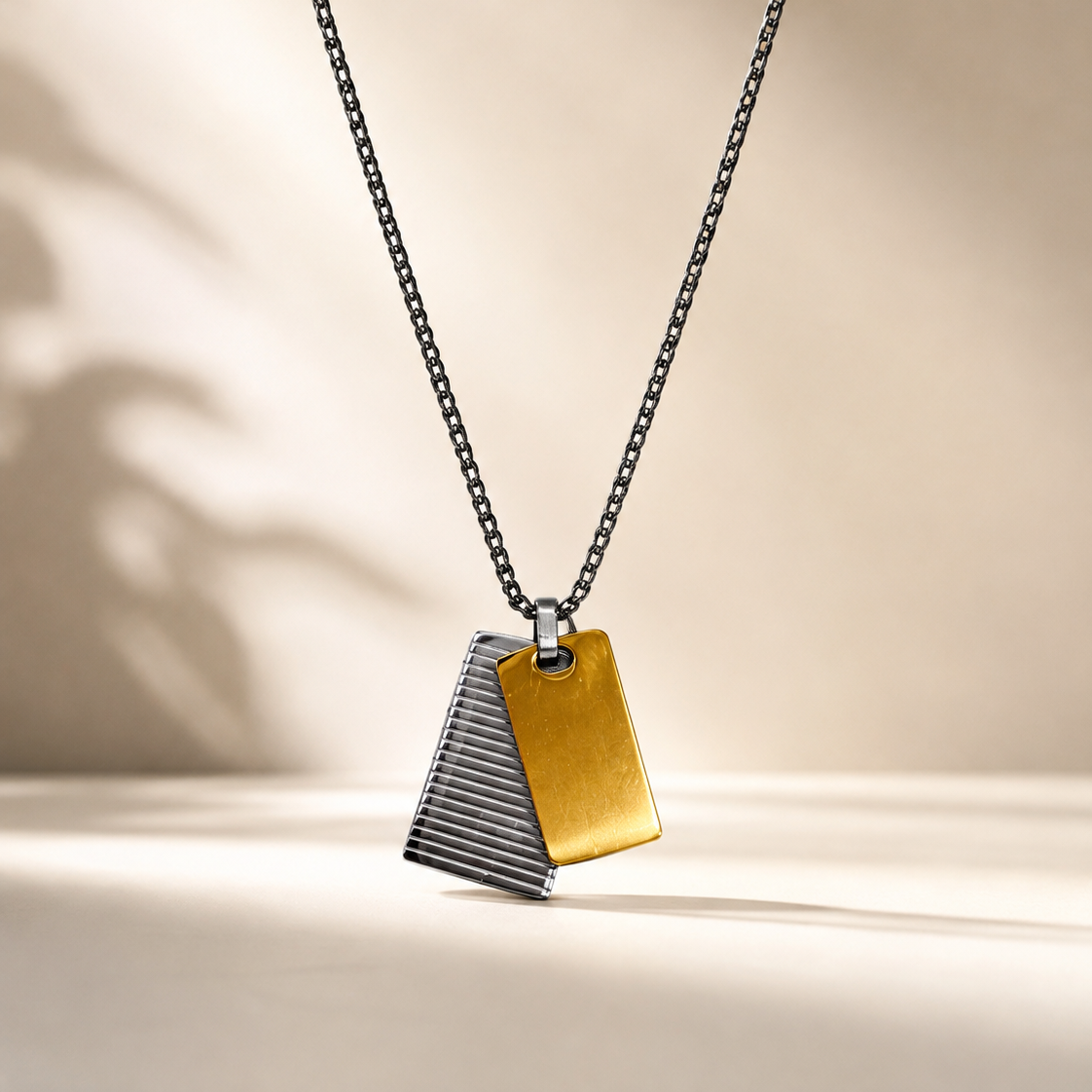 Buy premium men's stainless steel double tag pendant necklace in Doha, Qatar. Durable, waterproof, fade-resistant jewelry with fast delivery across Qatar.