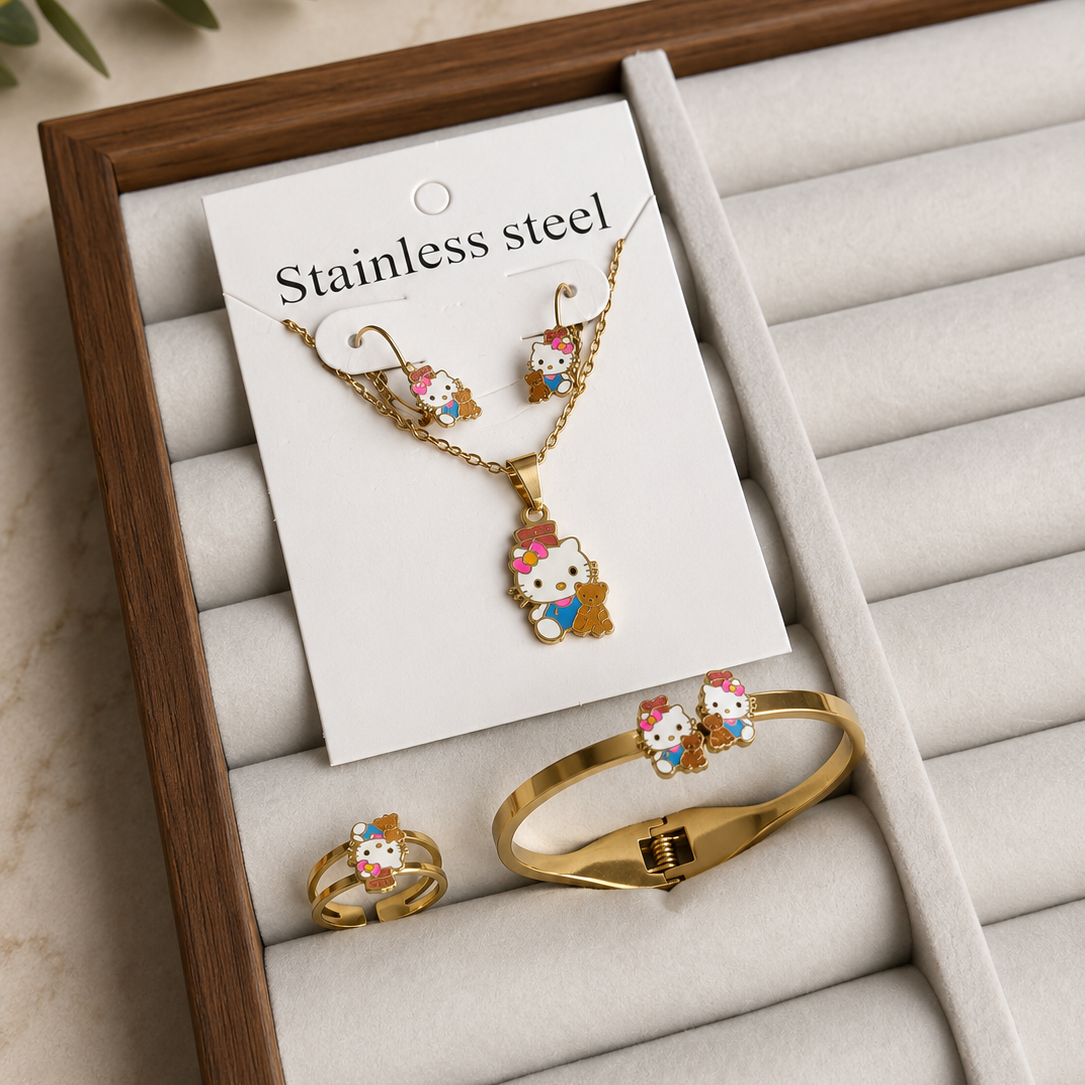 Kitty Teddy Bear Jewelry Set