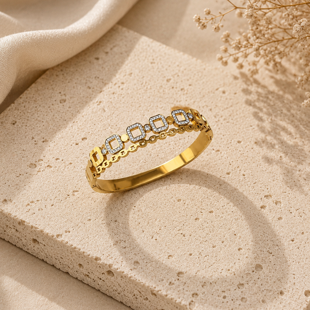 Crystal Square Elegance Bangle