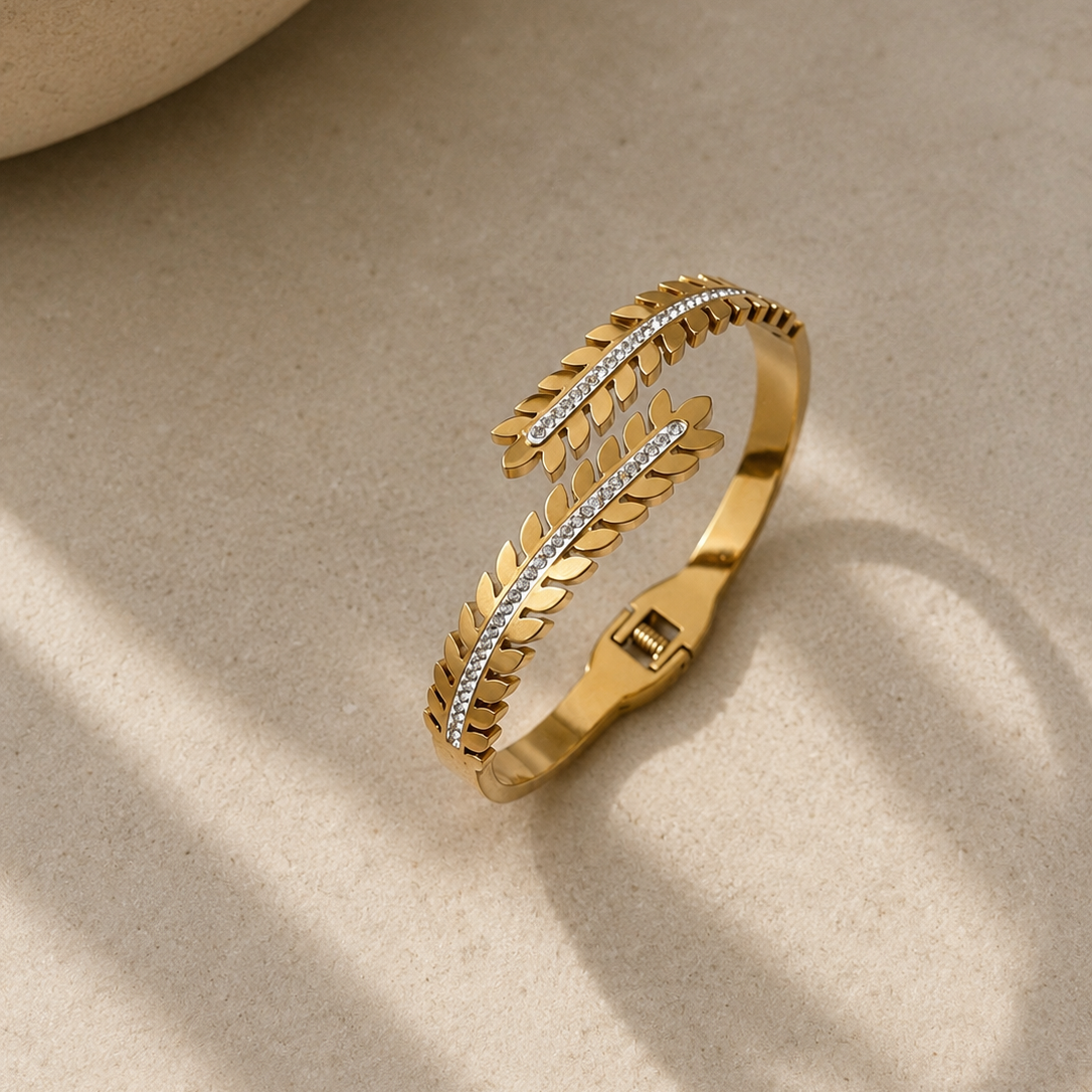Golden Leaf Elegance Bangle