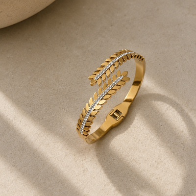 Golden Leaf Elegance Bangle