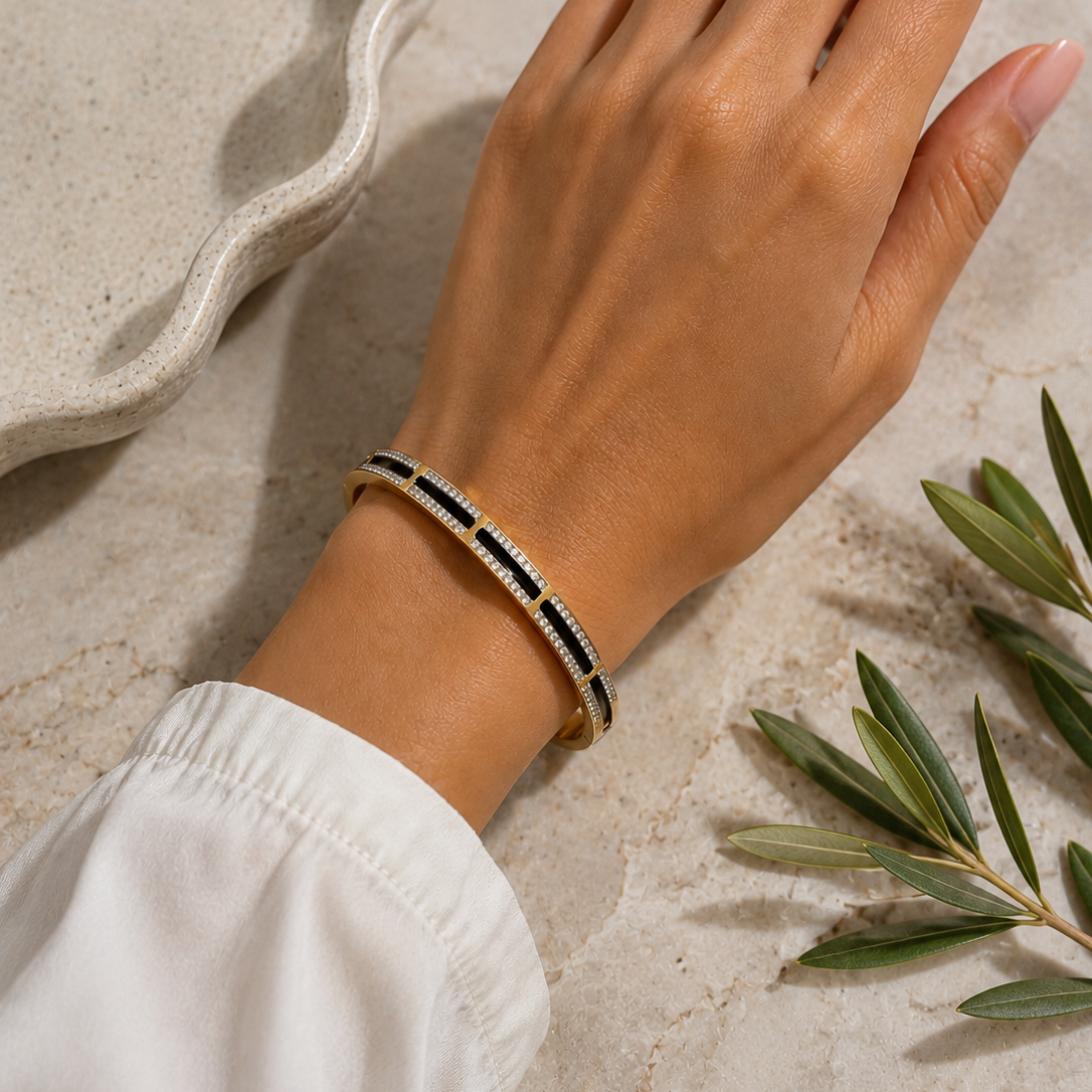 Luxe Black Crystal Bangle