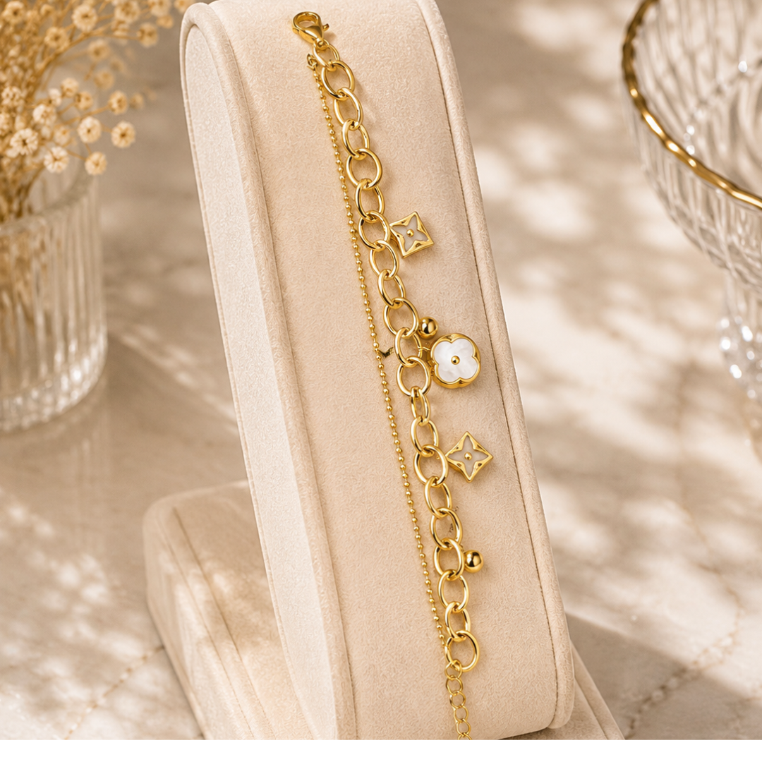 Elegant Gold Layered Charm Bracelet for Women