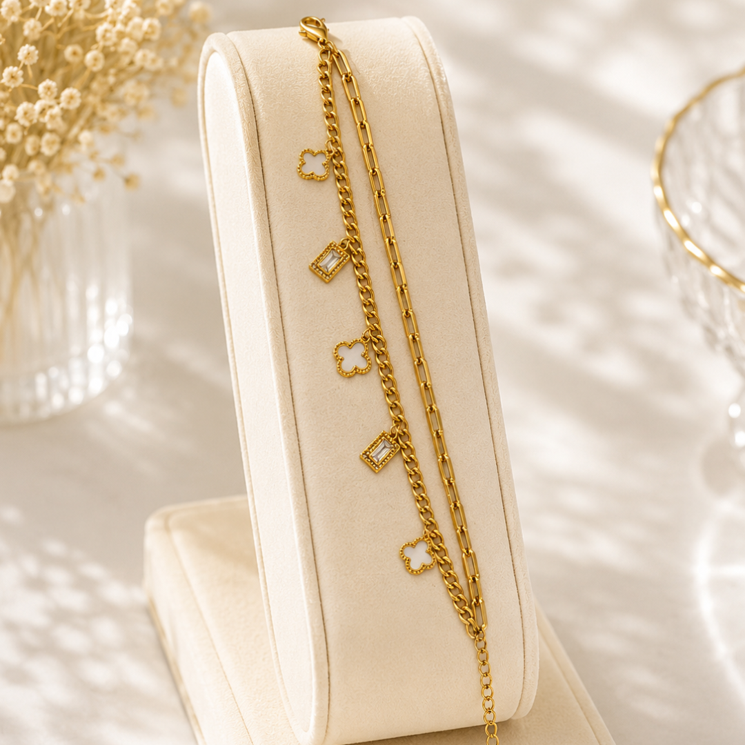 Elegant Gold Layered Charm Bracelet for Women