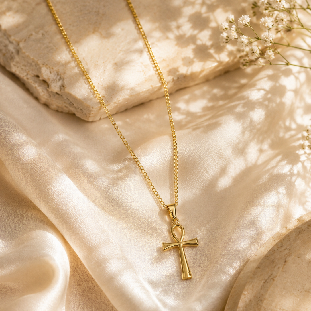 Golden Ankh Cross Pendant