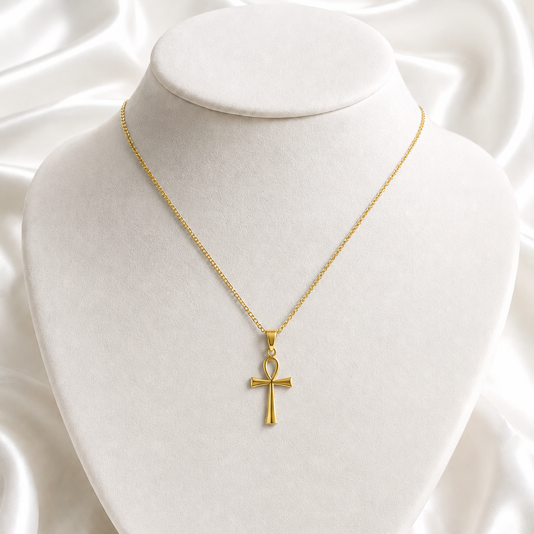 Golden Ankh Cross Pendant