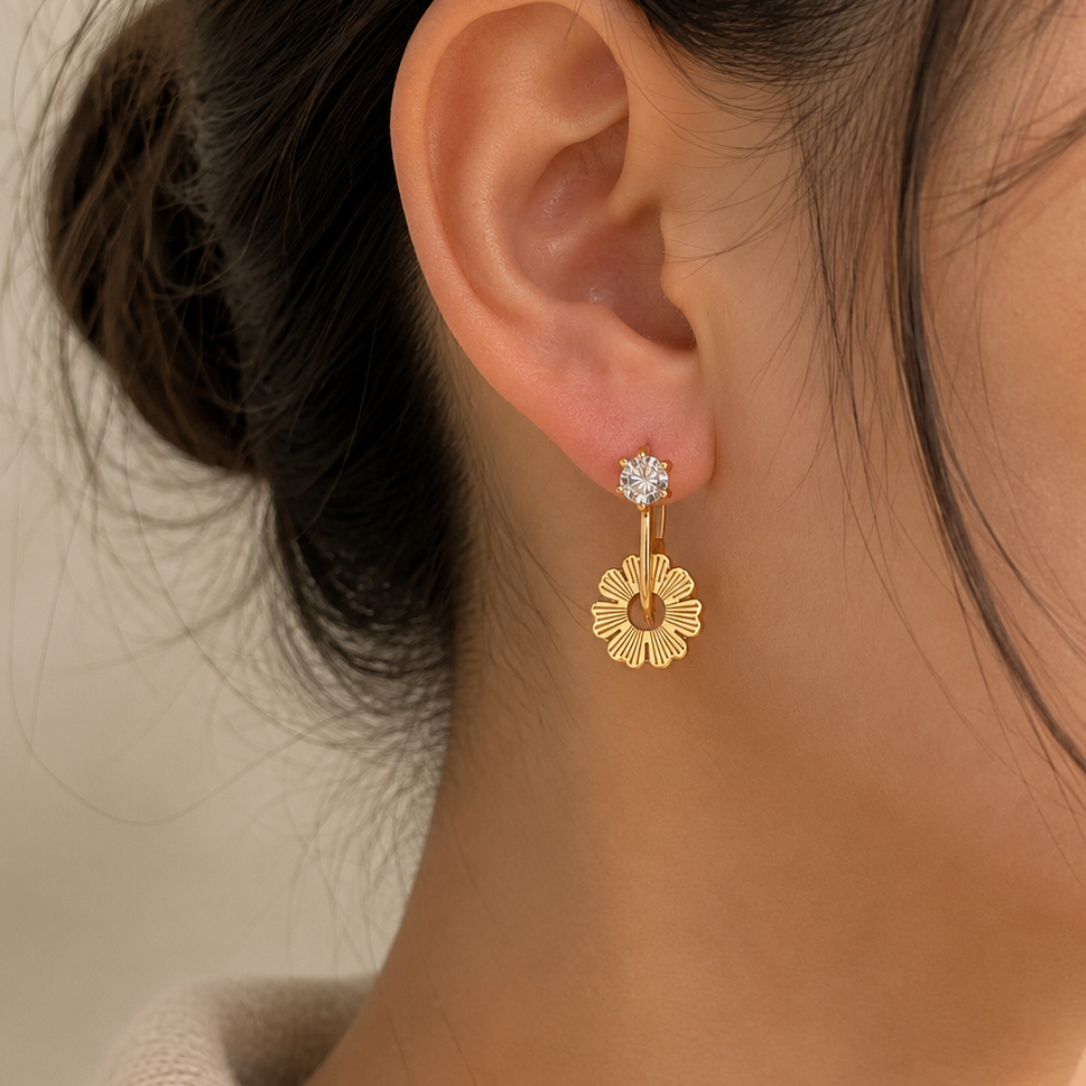 Crystal Flower Drop Earrings